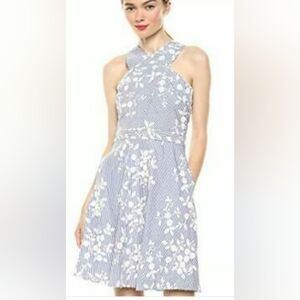 Sam Edelman Blue and White Striped Floral Mini Dress